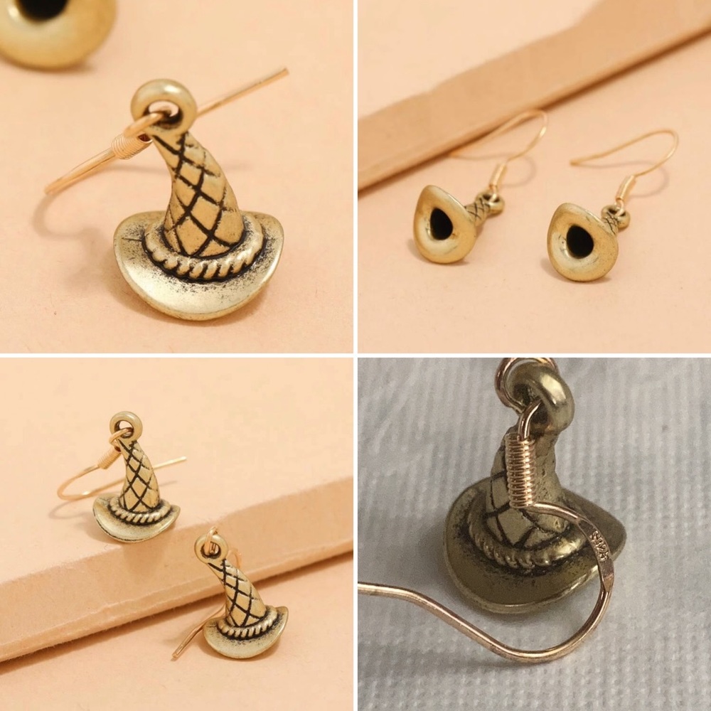 Witch 🧙🏻‍♀️ Hat 925 gold plated Earrings